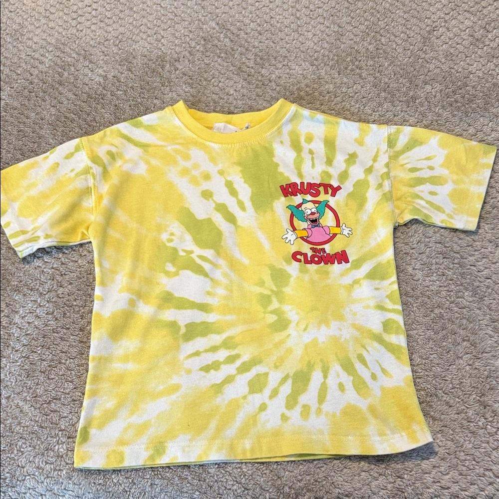 Zara Yellow Tie-Dye Krusty the Clown Kids Tee